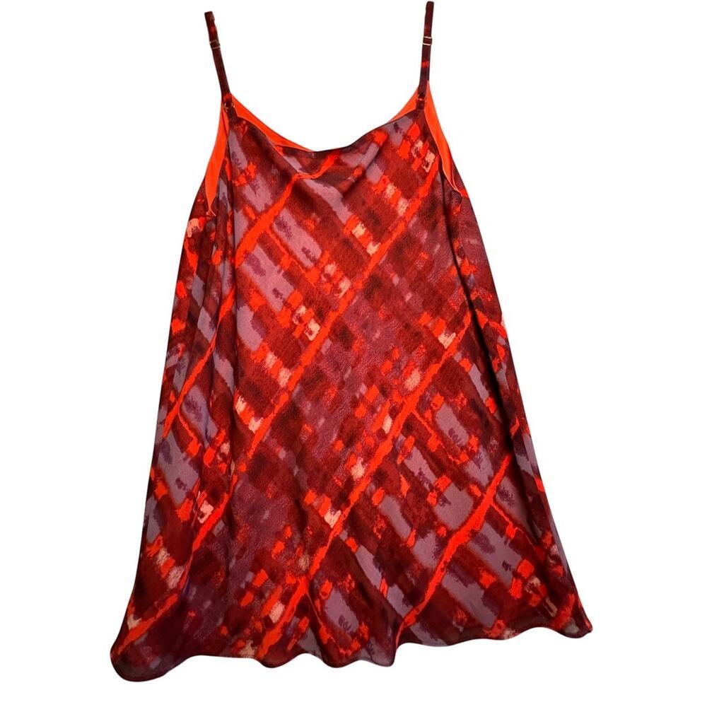 CABI Tank Top Shell Sz M Red Printed Layering‎ Adjustable Career Business Casual - Picture 12 of 16